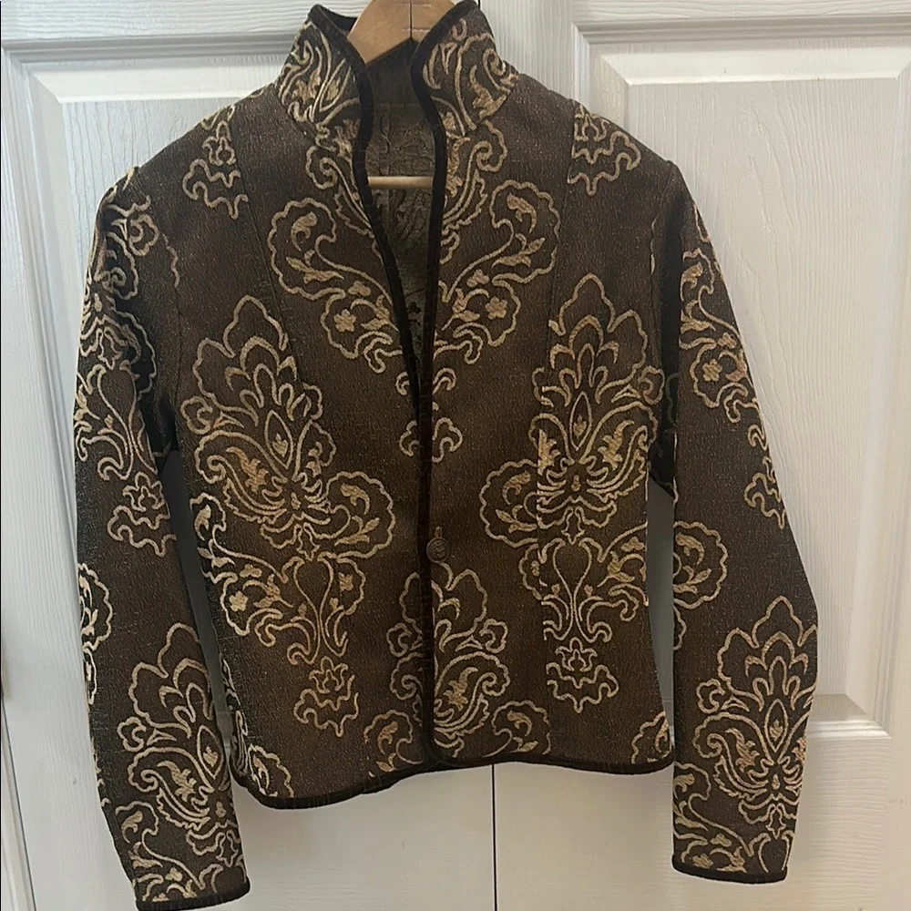 Handmade Brown and Cream Patterned Jacket - Picture 1 of 11